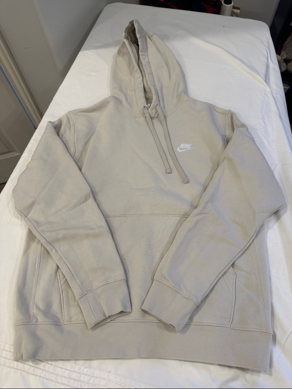 Nike Men's Light Beige Crewneck Hoodie with Logo